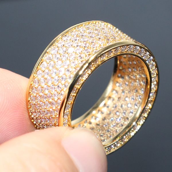 All'ingrosso- Marchio Desgin Gioielli di lusso di alta qualità Argento sterling 925 Anello in oro giallo riempito con pavé di enternity topazio CZ con diamanti a forma di cerchio