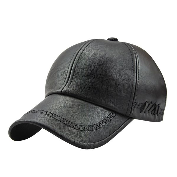 

2019 fashion men hat curved sun visor pu leather solid color snapback baseball cap outdoor sun hat adjustable sports caps, Blue;gray