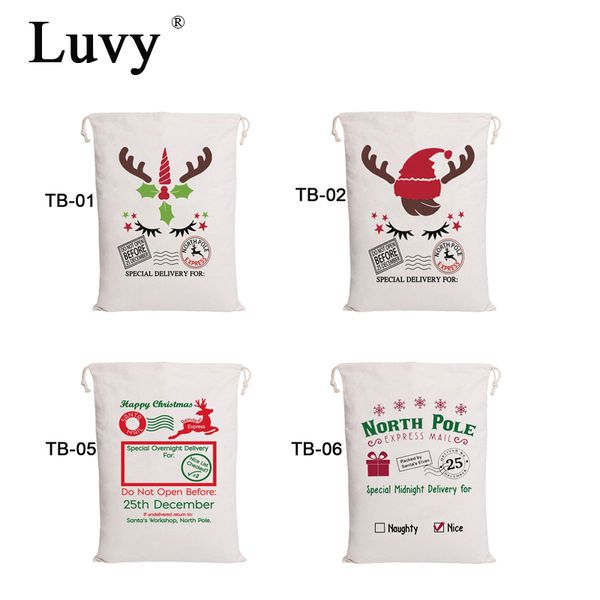 

luvy unicorn santa sacks 10pcs lot wholesale christmas santa claus sack bulk personalized cotton bag party kids christmas gifts