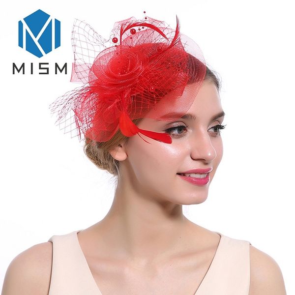 

m mism women party fascinator french veiling cocktail hat hair clips lady mesh flower headpiece bridal hairpins hair accessories