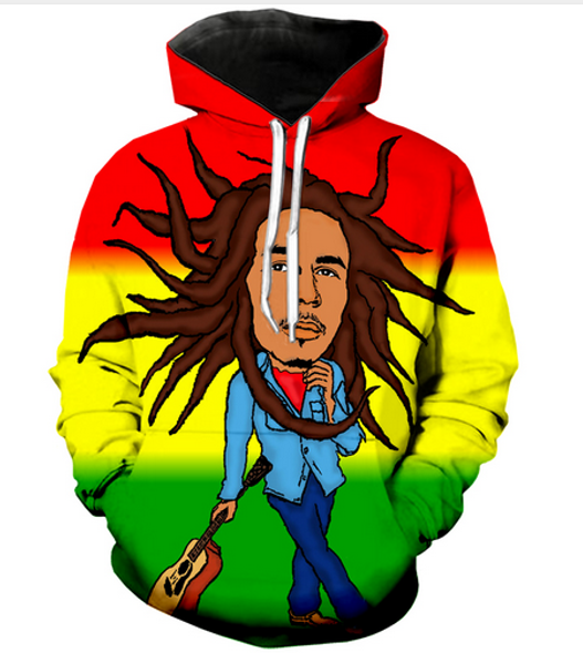 

new fashion cool sweatshirt hoodies 3d print mens womens casual bob marley fashion style streetwear long sleeve clothes rlms0124, Black