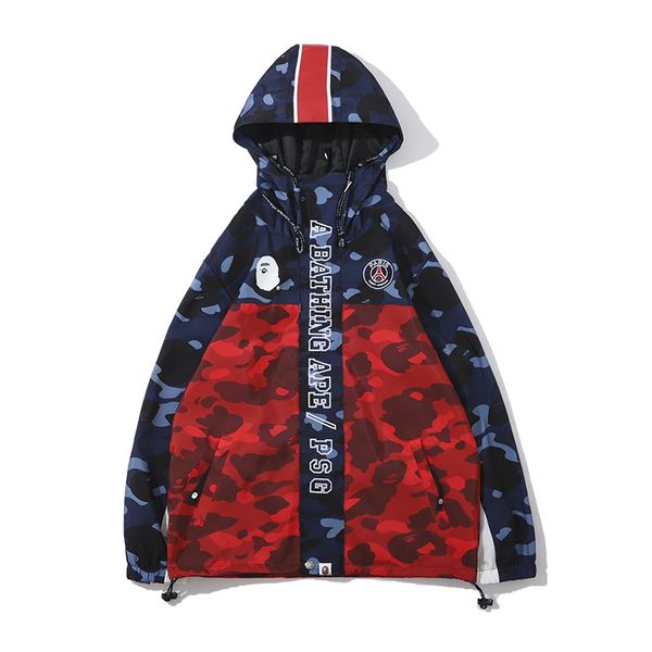 

new arrival mens designer jacket hoodie new hooded trench coat mens designer camouflage print coat size m-2xl, Black;brown