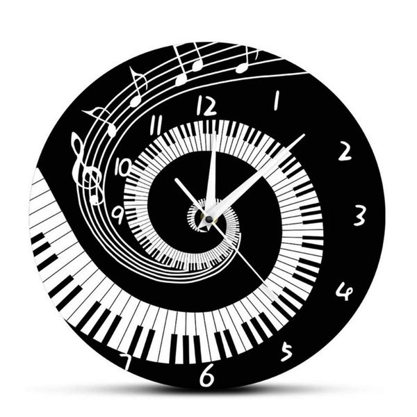

creative acrylic digital wall clock for living room office quartz clock black white piano keyboard mute clocks