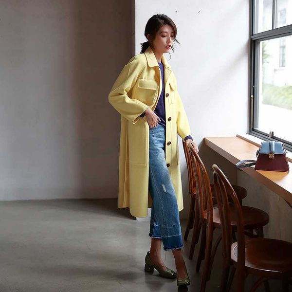 

wool korean solid new winter coat women jacket fashion woolen ladies coats abrigos mujer invierno 2020 9622 yy946, Black