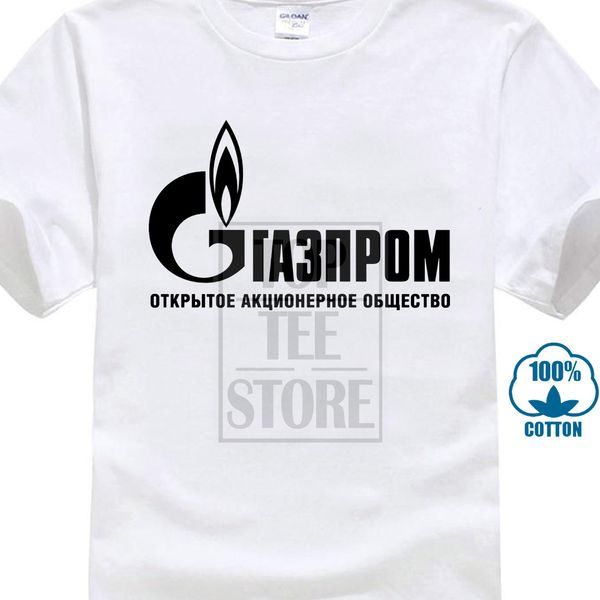 

logo seven sisters oil giant gazprom t shirt cotton lycra fashion brand t shirt men new tshirt loose, White;black