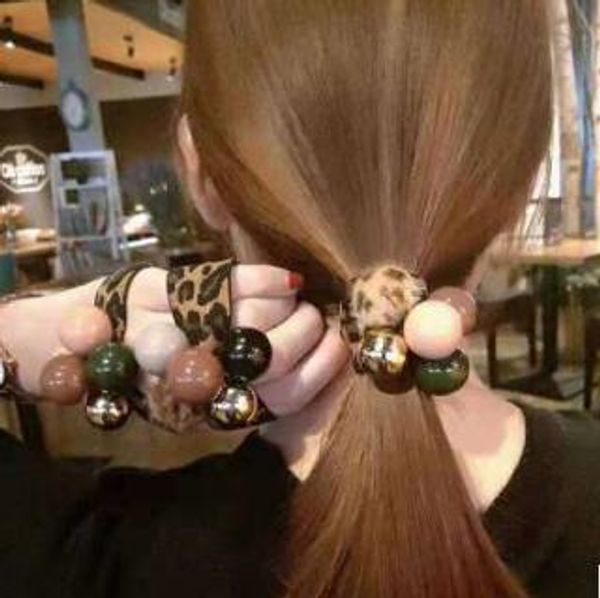 

200pcs/lot diy multi tie a knot leopard hair band high resilience pearl rubber bands hair styling tools accessories ha869, Brown