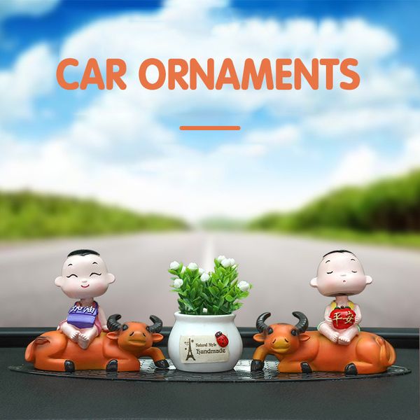 

car accessories interior cow baby shaking head doll decorative resin ornaments auto decoration pendant dropshipping