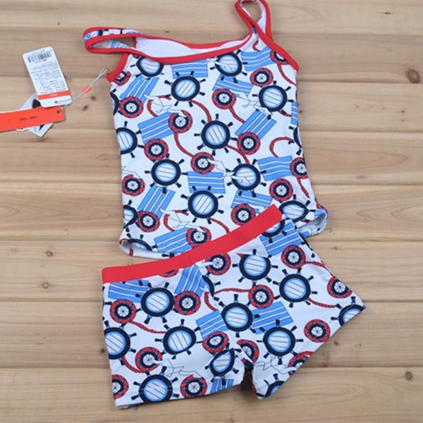 

bao rida children's female big children split boxer pants printed cute vest swimsuit body pants swimsuit swimsuit, White;black