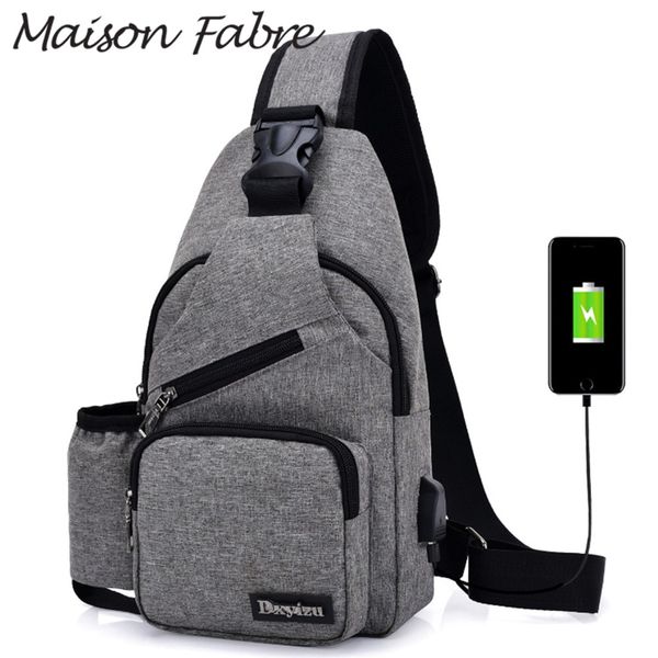 

maison fabre bag men women canvas shoulder bag sports usb outdoor multifunction crossbody phone bottle ladies zipper handbag