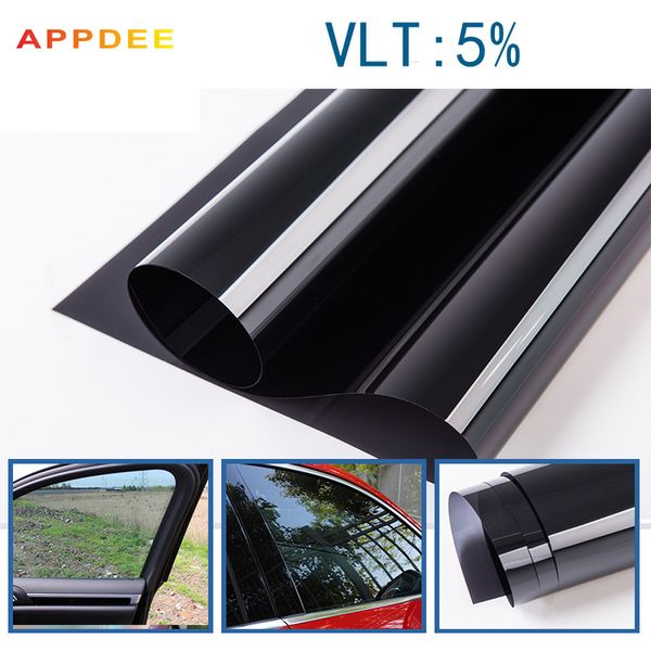 

50x300cm/lot non-toxic dark black car window tint film glass vlt 5% roll 2ply car auto house commercial solar protection summer