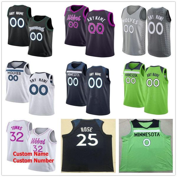 

printed minnesotatimberwolves 5 gorgui dieng noah vonleh anthony tolliver 1 tyus jones 9 luol deng jarrett culver jaylen nowell jersey, Black