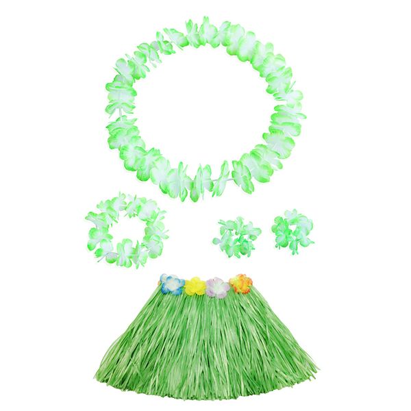 

new kids flower skirt lei wristband hawaiian grass garland fancy dress costume