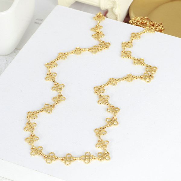 

real gold/silver/rose gold plated hollow flowers t logo pendant b long necklace brand