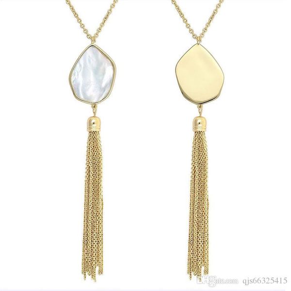 

natural shell tassel pendant necklace long joker necklace pendant 14k gold sweater necklace wholesale delivery, Silver