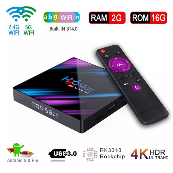 

2020 ugo 1 pcs h96 max rk3318 android 9.0 tv box 2g16g 4g32g dual wifi 2.4+5ghz for 4k smart tv television
