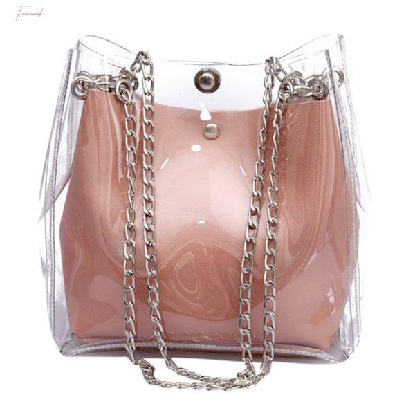 

fashion clear transparent pvc women messenger cross body bag candy color jelly summer beach bag 1pcs women handbag zer