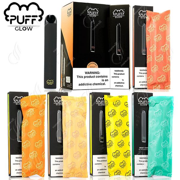 

СЛОЙКА BAR GLOW Одноразовые Vape Pen Предварительно заполненные Starter Kit светодиодные 280mAh Аккумулятор 1,4 мл Картридж Pod устройства с кодом безопасности Испарители