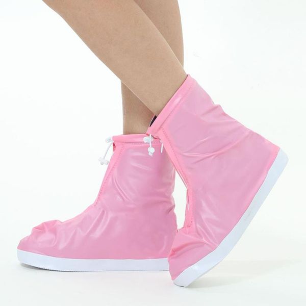 

reusable waterproof shoe covers for motorcycle cycling bike boot rainwear shoes in rainy and snowing shoes protector cover, White;pink