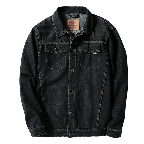

plus size 7xl slim mens denim jacket solid casual men coat cowboy men's jean streetwear chaqueta hombre;ya064, Black;brown
