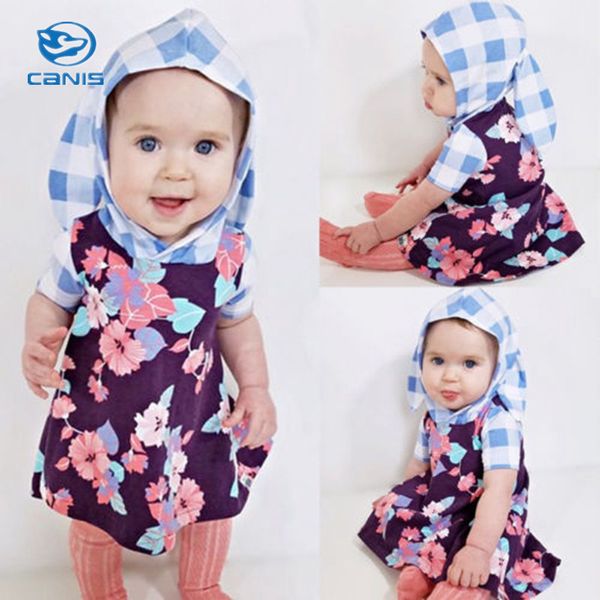 

CANIS New 2018 0-5T Princess Kids Baby Girls Print Patchwork Dress Rabbit Party Dress Summer Sundress Clothes