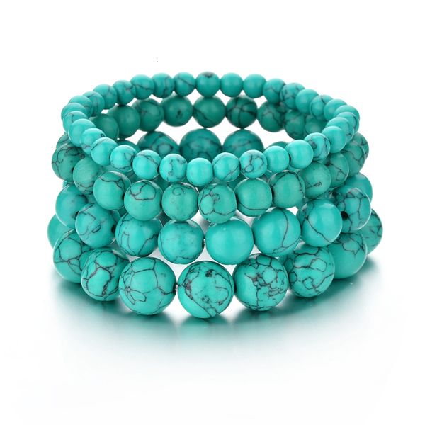 

new 6/8/10/12mm natural stone beads bracelets bangle for men women jewelry turquoises bracelet couple friends wrist jewelry, Black