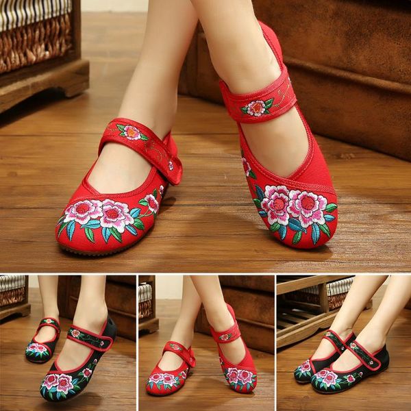 Venda Quente-Sexy Senhoras Flor Chinês Loafer Sapatos Chinese Clássica Lona Tênis