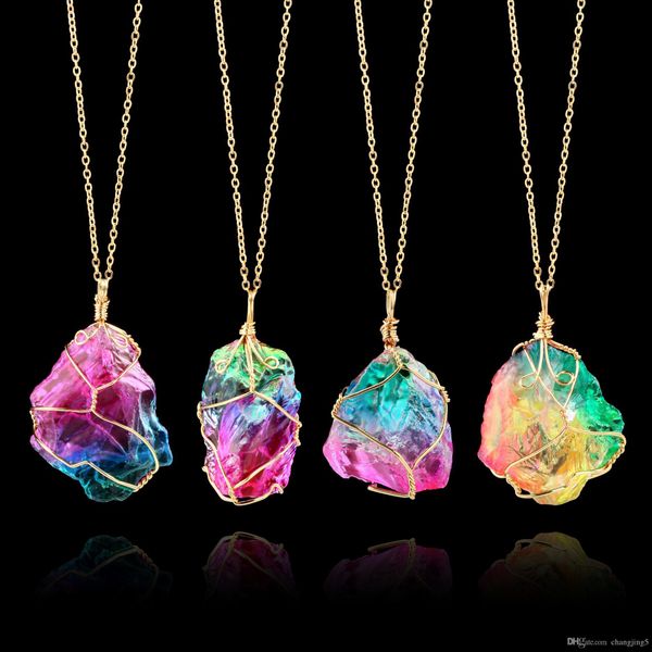 

new natural crystal quartz healing point chakra bead gemstone necklace pendant original natural stone-style pendant necklaces jewelry chains, Silver