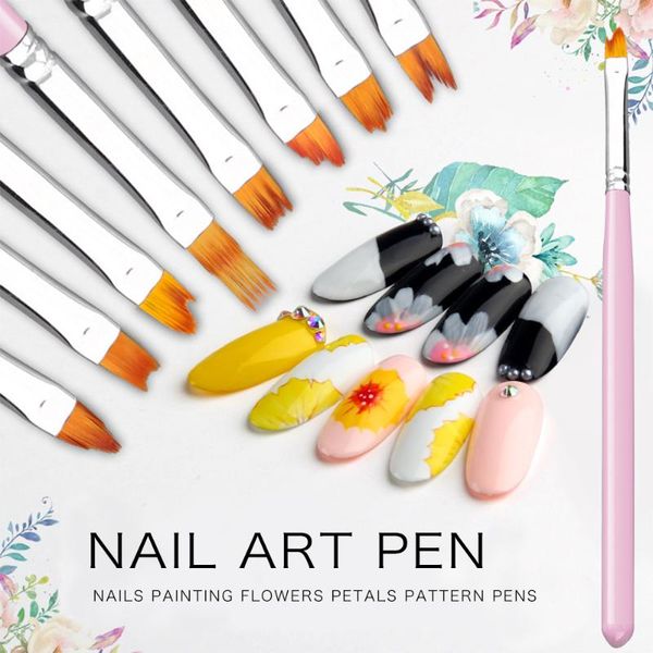 

zinxin gradient acrylic painting nail brush uv gel french flower drawing pen purple handle floral manicure tip nails art tools, Yellow
