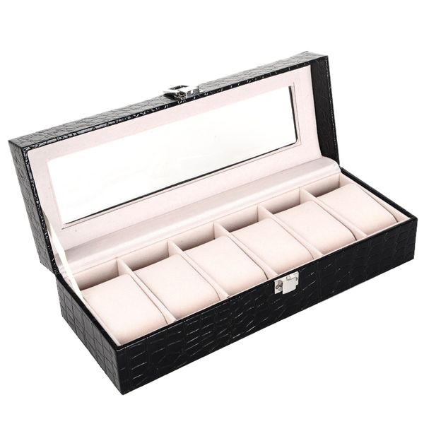 

crocodile jewelry storage box jewelry box can be seen in the watch, Black;blue