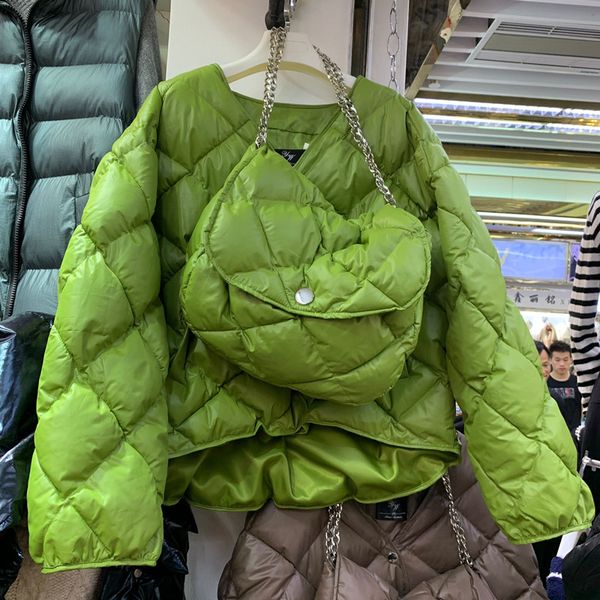 

2019 new fall winter cotton padded jacket women quilted parkas windproof short parka jackets coats femme with bag, Black