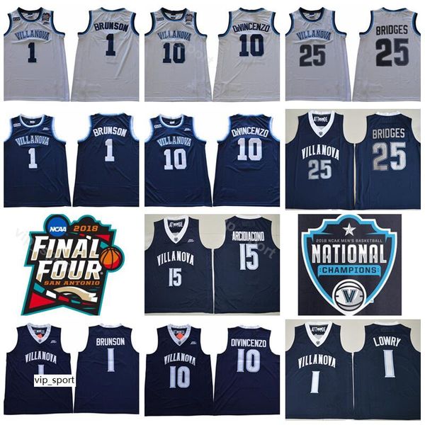 

villanova wildcats college 10 donte divincenzo jersey men basketball 25 mikal bridges 1 jalen brunson jersey navy blue white uniform, Black