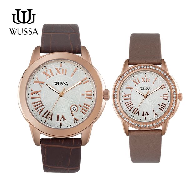 

wussa vintage fritillary quartz watch, Slivery;brown