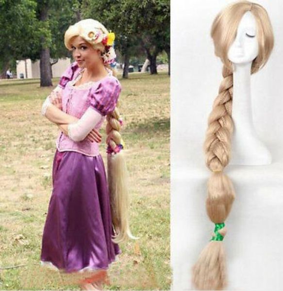 Princess Tangled Rapunzel Long Braid Blonde Cosplay Wig Wigs