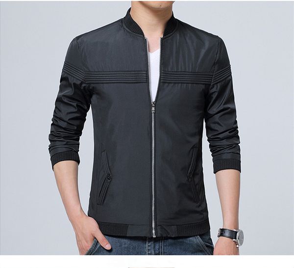 

2019 new solid man's jacket fashion slim teens black gray blue zipper male bomber jacket plus size 4xl sale, Black;brown