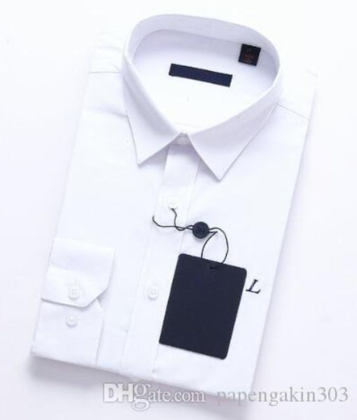 

paris fashion men solid dress shirts for suits cotton long sleeve man formal shirt business tees -xxxl white navy blue black, White;black