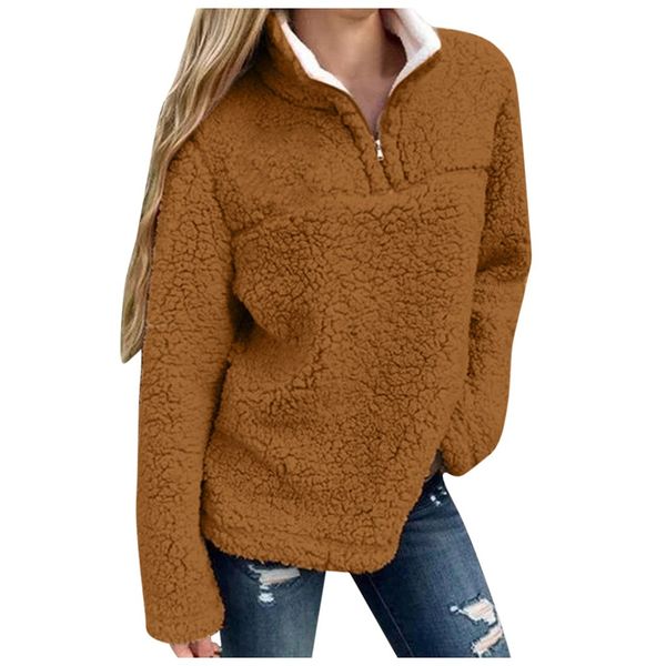 

women warm winter solid casual zip up sweatshirt pullovers european and american style lady outwear hoodies camisola, Black