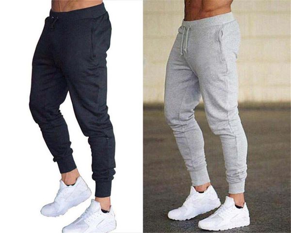 

mens joggers casual cargo pants fitness male sportswear tracksuit bottoms skinny sweatpants trousers gym jogging track pants, Black