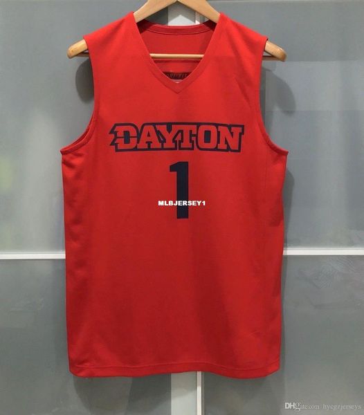 

wholesale dayton flyers #1 ncaa mens basketball game jersey red t-shirt vest stitched basketball jerseys ncaa, Black;blue