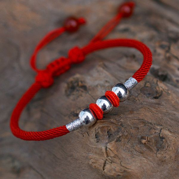 

charm bracelets 925 sterling silver bead bracelet & bangles lucky red rope thread for women men jewelry girl gift wholesale, Golden;silver