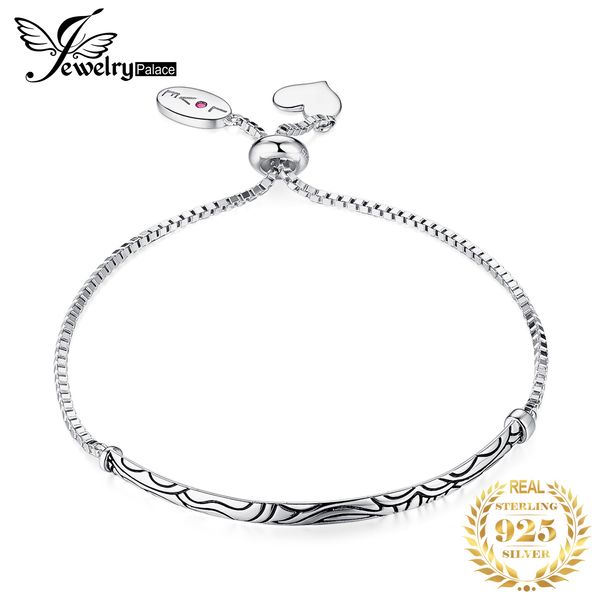 

jewelrypalace faithful love created ruby dangle heart vintage pattern engraved bracelets 925 sterling silver nice gift for women, Black