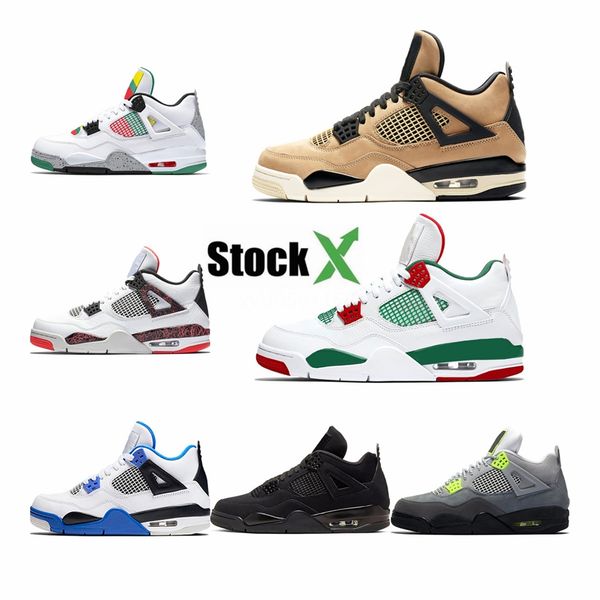 

4 high basketball men green glow black cat raptor fear pack cool grey brand 4s designer sneakers sport shoes #160