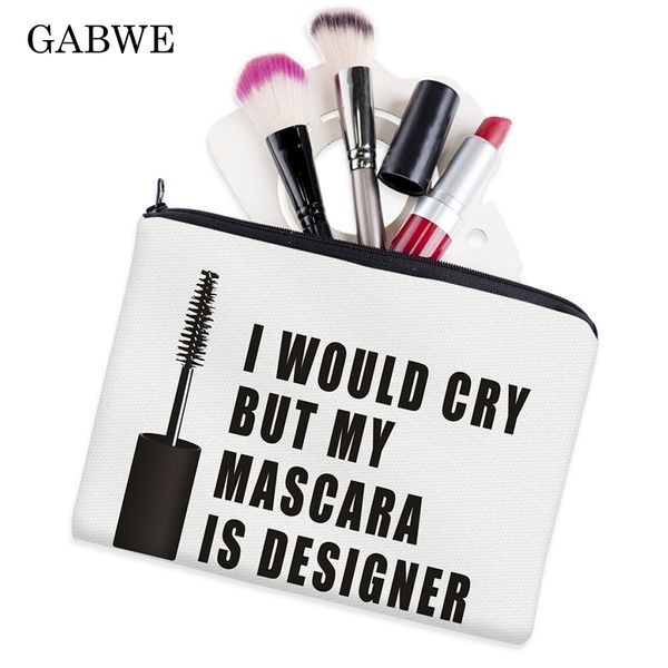 

gabwe 3d printed large letter makeup bag toiletry cosmetic bags cases simple women makeup organizer travel maleta de maquiagem