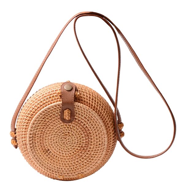 

summer beach vintage art handmade round flip women rattan circle sling bag