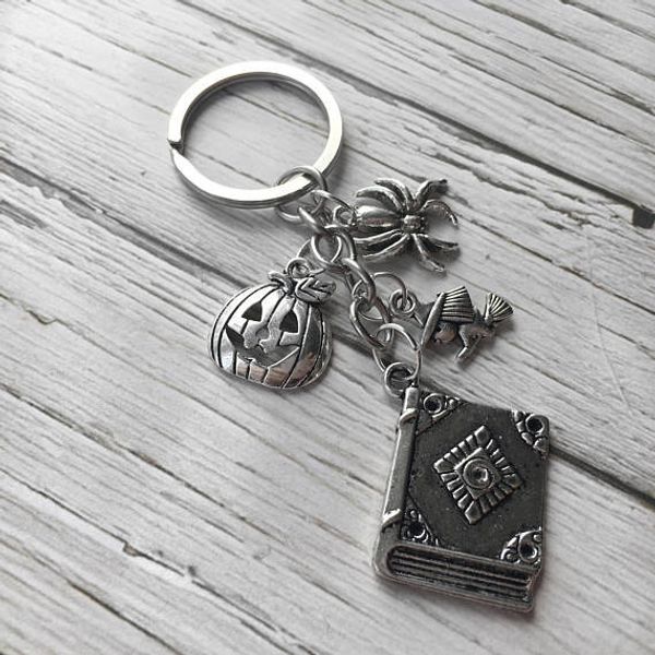 

горячая распродажа древняя серебряная ведьма хэллоуин брелок тыква мантра книга ведьма брелок личность творческие женщины мужчины популярные, Slivery;golden