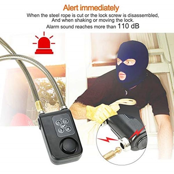 

y787r bike lock anti-theft security wireless remote control alarm lock 4-digit led bike locks