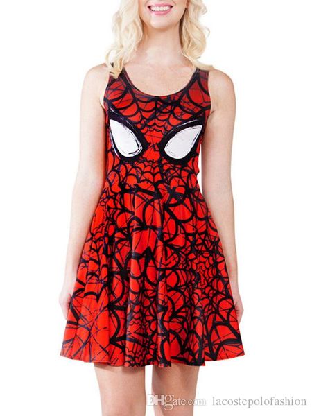 

spiders web print womens dress designer sleeveless summer umbrella skirt pleated dresses ladies slim casual dresses, Black;gray