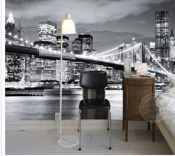 

custom any size new york bridge europe and america city scenery black and white landscape mural background wall