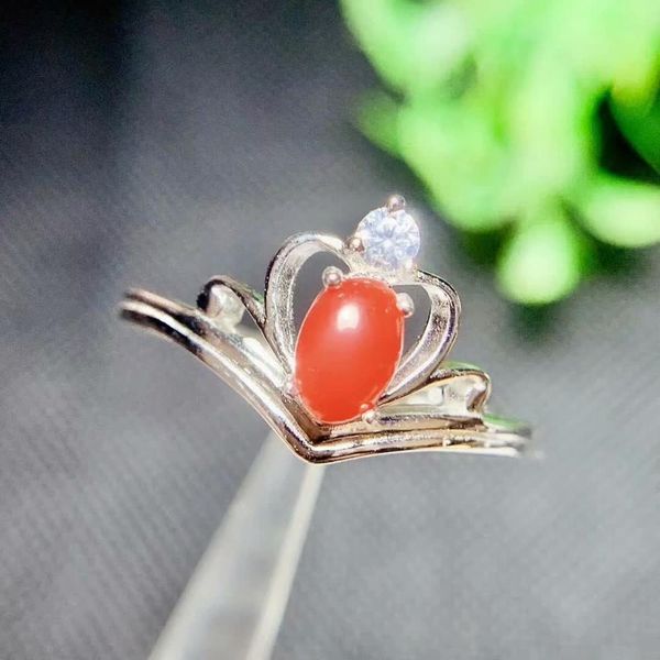 

shilovem 925 sterling silver natural red coral rings fine jewelry women trendy open party plant new gift 4*6mm yhj0406222agsh, Golden;silver
