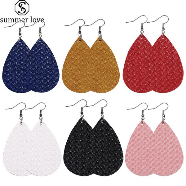 

урожай двухсторонний woven pattern кожа мотаться серьги капли воды кулон pendientes для женщин девушки рождественские украшения-z, Silver