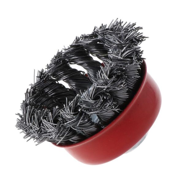 

drop wholesale m10 stainless steel wire polishing bowl brush with 10mm hole twisted wire shape wheel for polished derusting